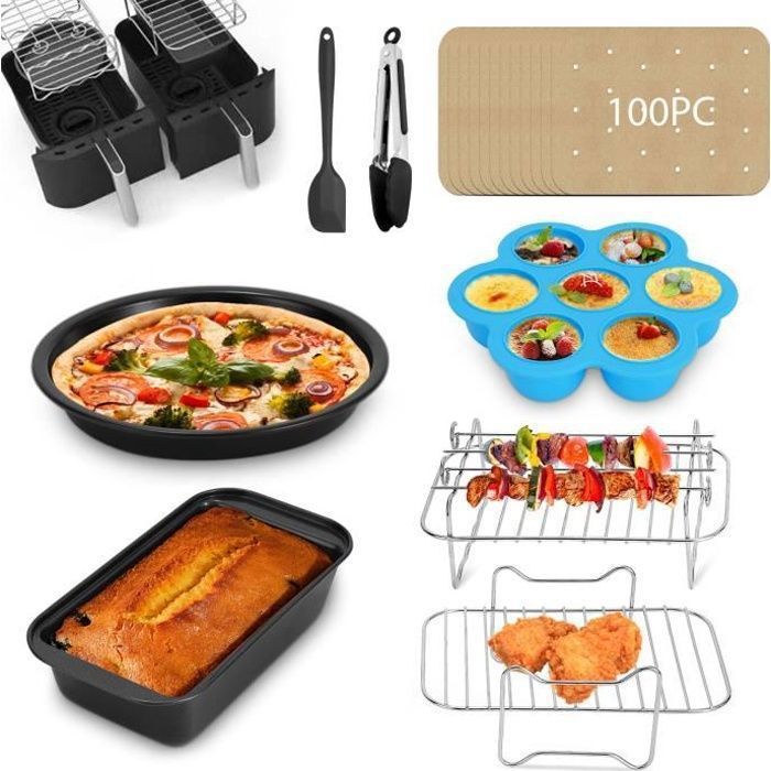 13 Pezzi Accessori Per Friggitrice Ad Aria - Compatibili Ninja Foodi AF400EU AF300EU, Doppia Zona 7.6-9.5L