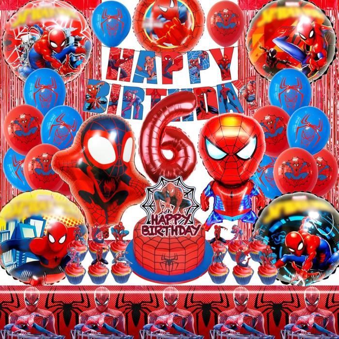 Décoration Anniversaire Spider-Man 4 Ans – Kit Ballons Toile D'araignée, Chiffre 100 Cm, Banderole – Thème Rouge Et Bleu - 9