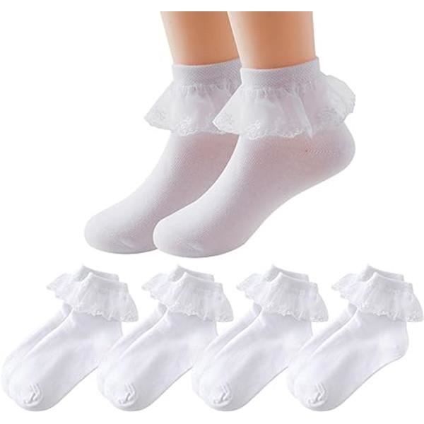 6 Paires De Chaussettes à Volants En Dentelle Pour Femmes