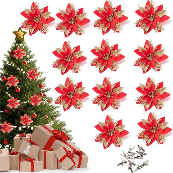 Lot De 12 Fleurs Scintillantes,fleurs De Noël Scintillantes