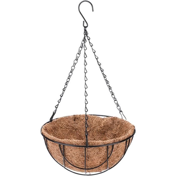 Set de 2 jardinières forme panier en polyrotin marron fait main