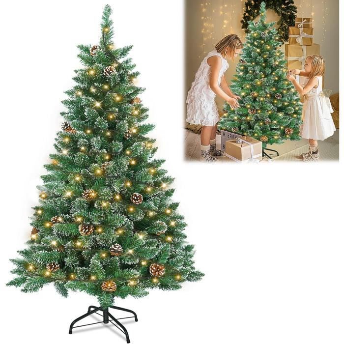 Sapin De Noël Artificiel Lumineux En Cône - 300 Cm De Haut, 310 LED Blanc Froid, 8 Effets Lumineux, Avec étoile