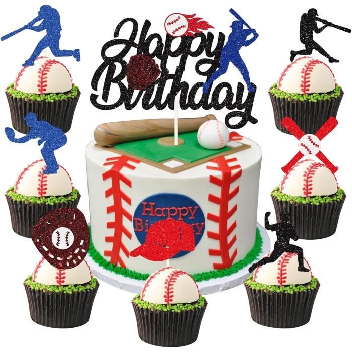 Baseball „2“ Tortenaufsatz – Schwarz Glitzer, 14,5 X 6,3 Cm, Für 2. Geburtstag, Jungen-Party, Baseball-Thema