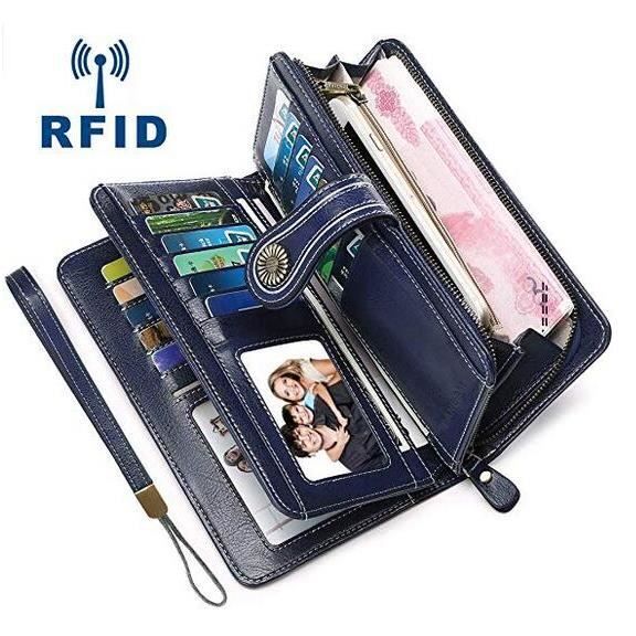 Portefeuille Femme Cuir Grand Portefeuille Femmes RFID Portefeuille Compagnon Femme Porte Monnaie Femmes avec Porte Chequier 26 Empl Cdiscount Bagagerie Maroquinerie