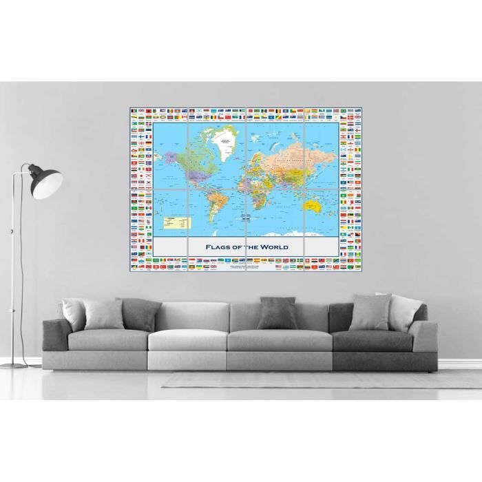 World Map Carte Du Monde Wall Art Poster Grand Format A0 Large Print 03
