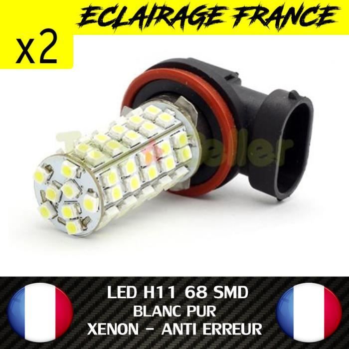 2 AMPOULE LAMPE H11 68 LED SMD FEU PHARE ANTIBROUILLARD XENON WHITE DRL