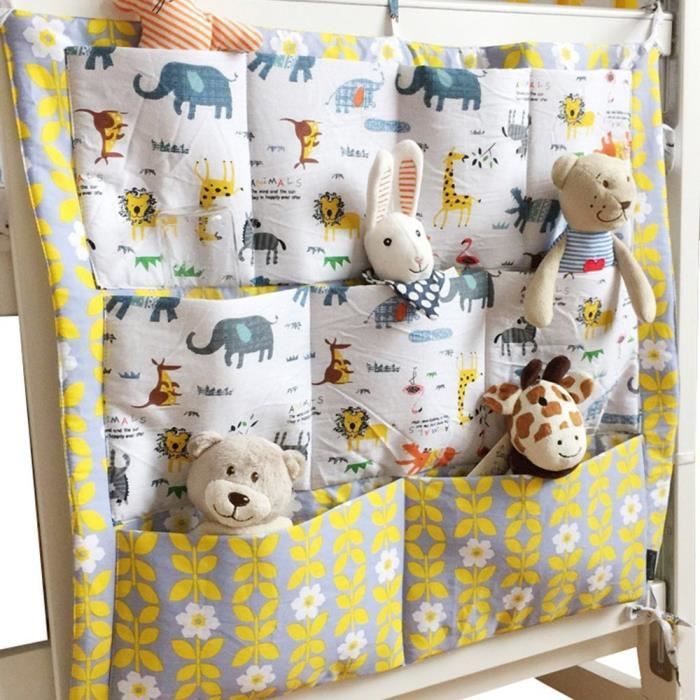 Sac De Rangement Suspendu Pour Lit Bébé - Organisateur à Poches 39x20cm Pour Couches Et Jouets - 10