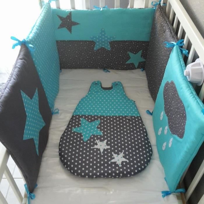 Ensemble Tour De Lit Gigoteuse Turquoise Cdiscount Puericulture Eveil Bebe