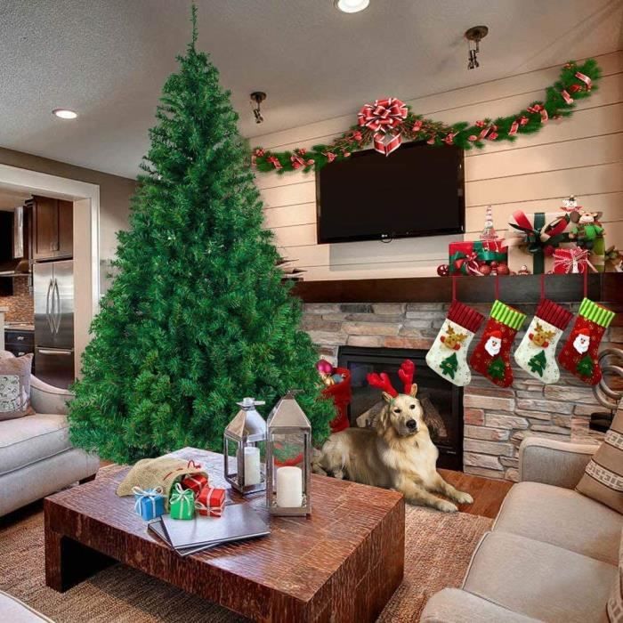 Sapin de Noël Artificiel, Arbre de Noël, Matériel PVC, Socle en Métal