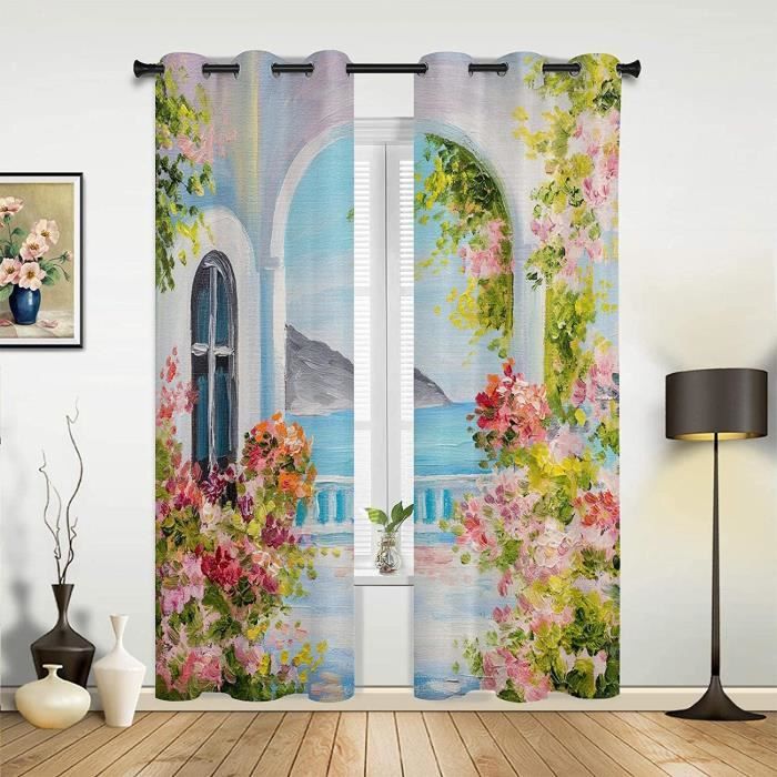 THYUNQ Rideau Occultant, Motif Fleur De Cerisier Japonais - Rideaux