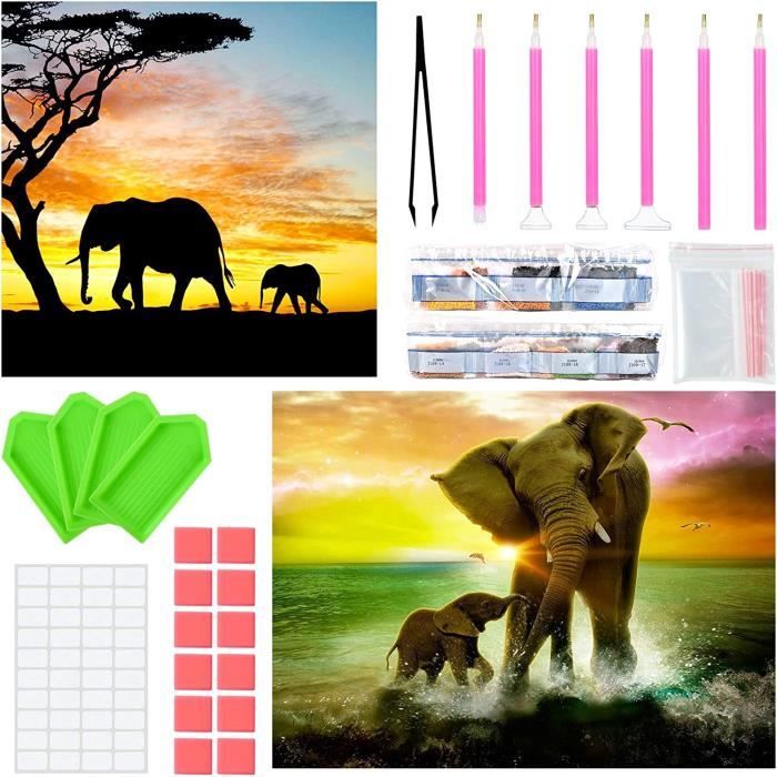 Kit Complet Peinture Diamants 5D Carrés – Motif Léopard 30x40 Cm – Pour Adultes Et Enfants – Toile, Stylo, Diamants Inclus