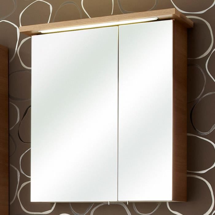 Armoire De Toilette Portes Miroir Avec Eclairage Led Williams Naturel 2 Portes Achat Vente Armoire De Toilette Armoire De Toilette Portes Cdiscount