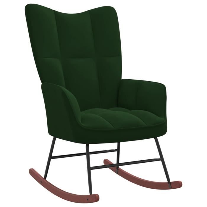 Fauteuil à bascule - HOME Chaise à bascule Vert foncé Velours(1590)