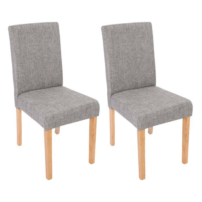 Lot de 2 chaises de séjour Littau ~ tissu gris pieds clairs