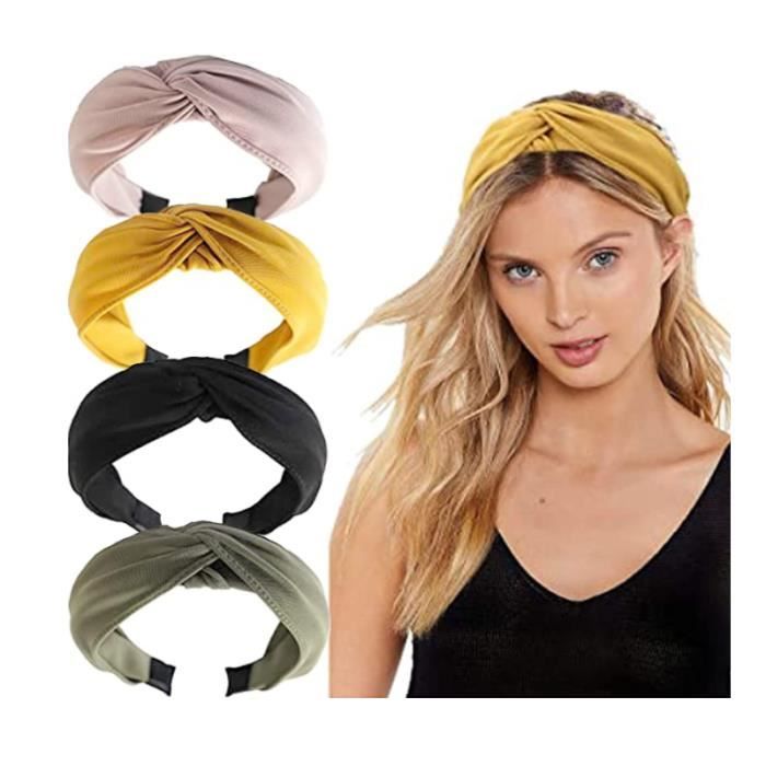 Lot De 4 Bandeaux Cheveux Femme Large - Coton, Style Coréen, Pour Sport, Yoga Et Maquillage