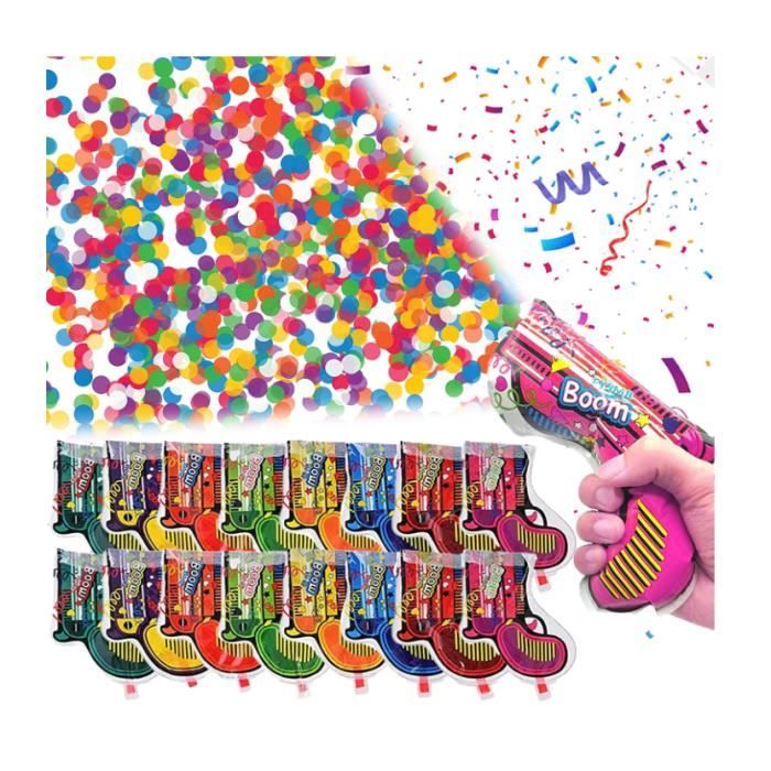 Canon confettis 16 pièces paquet confettis bombe lanceur multicolore biodégradables cannons