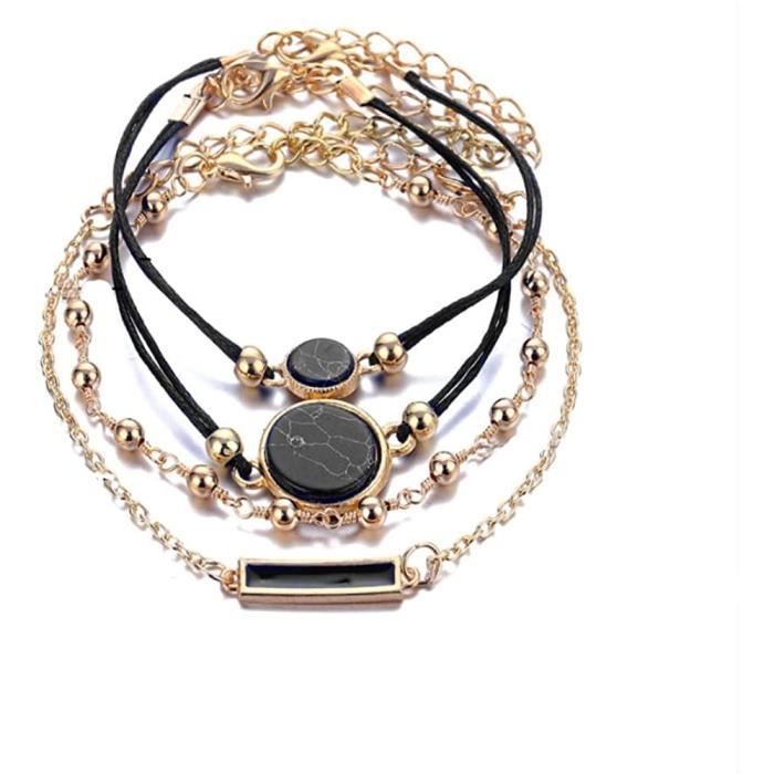 Lot De Bracelets Plaqué Or – Style Coquillage Avec Perles – Idée Cadeau Femme – Neuf Avec étiquettes