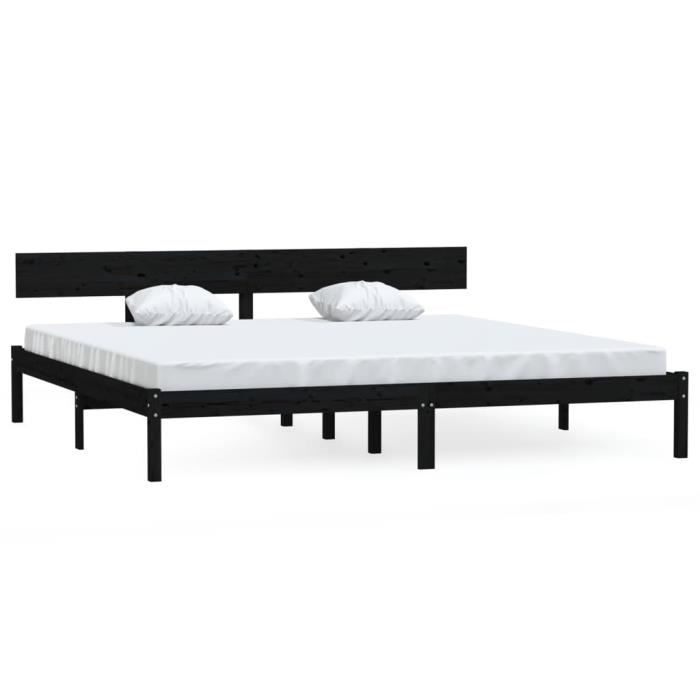 Cadre de lit en bois massif 180x200 cm Super King - SALALIS - DP23042 - Maison