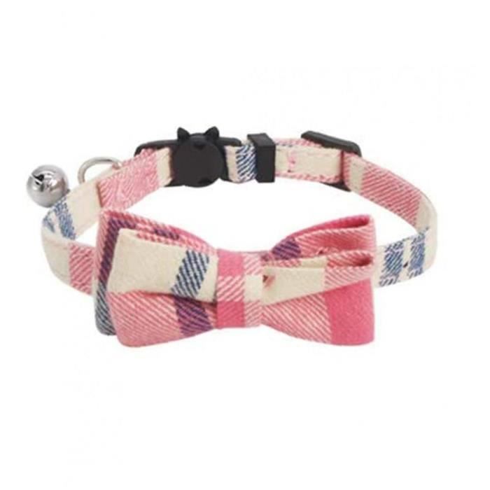 Collier Pour Chat Nœud Papillon Colliers Chaton Collier Mignon Avec Classique A Carreaux Rose Cdiscount