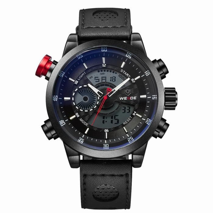 Montre WEIDE WH 3401 Hommes Noir Quartz Double affichage Etanche Achat vente montre Garcon Adulte Simili Cdiscount