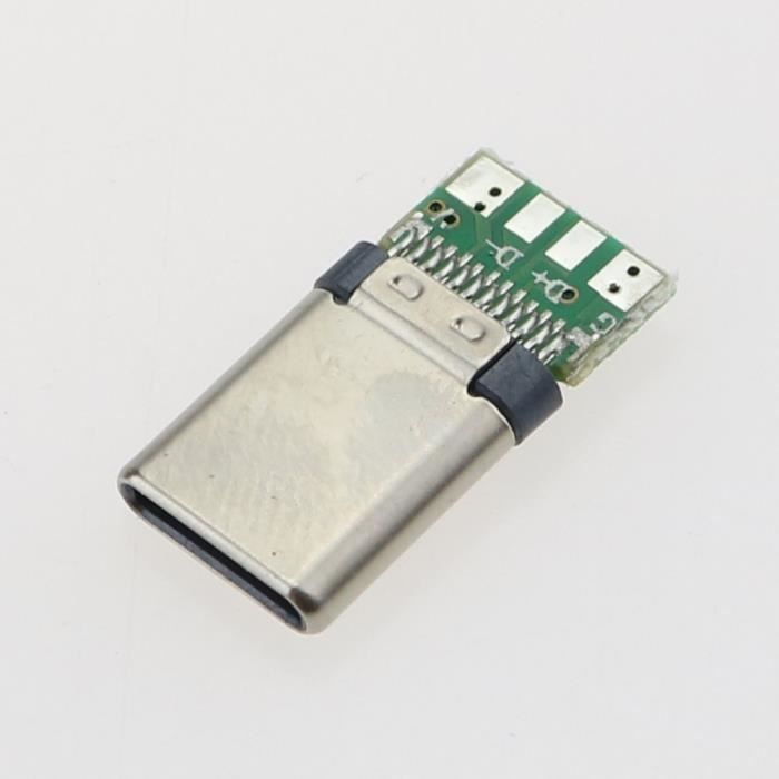 Lot De 2 Cartes De Test USB-C Mâle Vers Femelle - 24 Broches 2,54 Mm - Pour Transfert De Données, Réparation - Carte PCB Verte