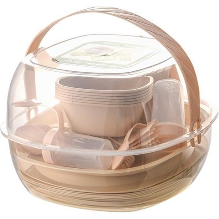 Set De Vaisselle Camping 26 Pièces Pour 4 Personnes - MFH - Plastique Vert Antiadhésif