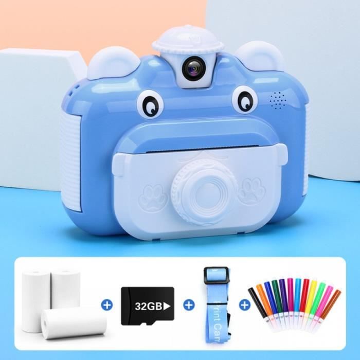 Appareil Photo Instantané Enfant HD 1080p 48MP Bleu - Carte 32Go + Papier Photo