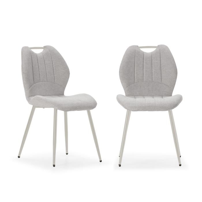 CALICOSY - Lot de 4 chaises en tissu avec pieds en métal L48 cm - NOVA - Beige / Beige CALICOSY - Lot de 4 chaises en tissu avec pieds en métal L48 cm - NOVA - Beige / Beige
