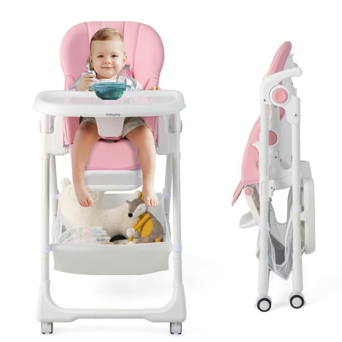 Nania Chaise Haute Lucie Bianca - Dès 6 Mois à 3 Ans - Dossier Inclinable Multi-Positions - Hauteur Réglable - Pliage Compact - Harnais 5 Points