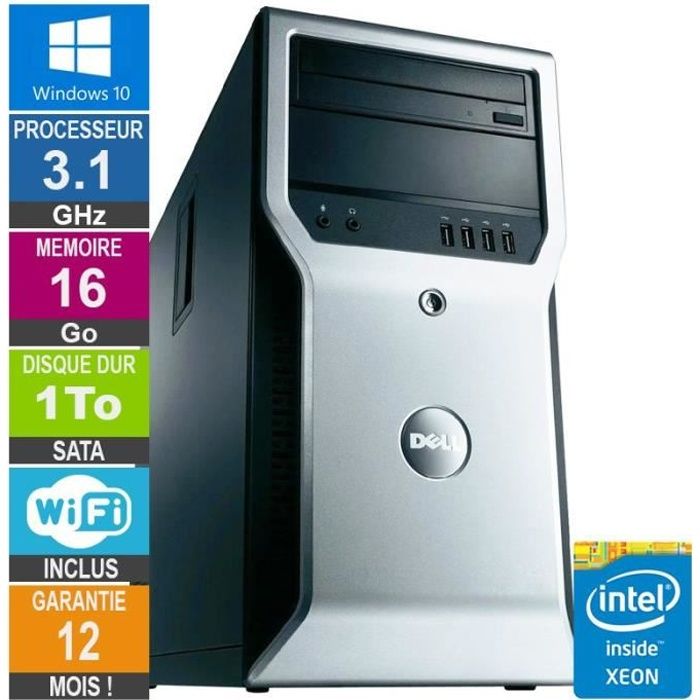 PC Dell Precision T1600 Xeon E3-1225 3.10GHz 16Go/1To Wifi W10 Reconditionné - Dell reconditionné disponible sur Cdiscount Seconde Vie