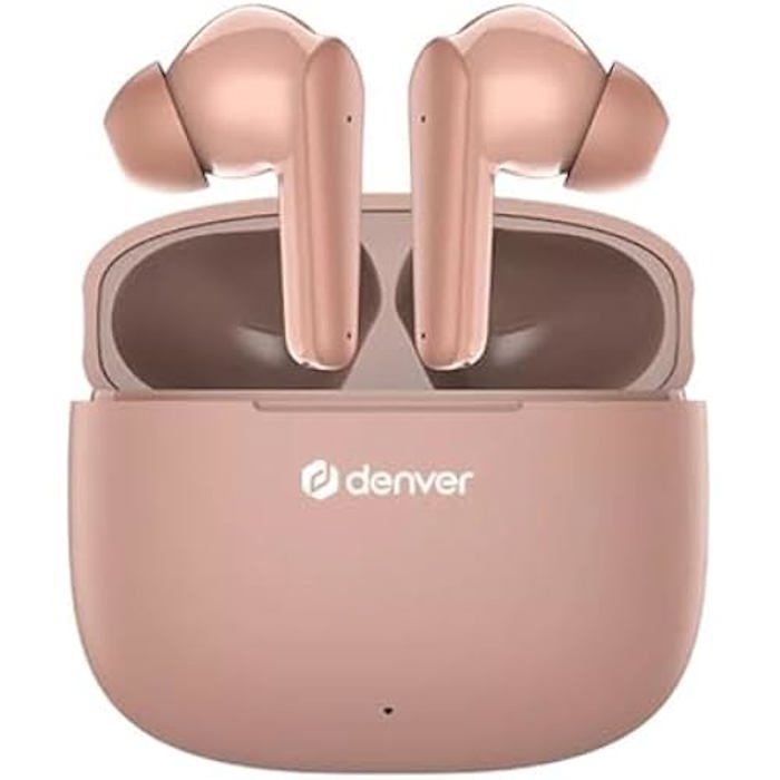 Écouteurs intra-auriculaires - DENVER - TWE-48 - Bluetooth - Rose - Autonomie 6h