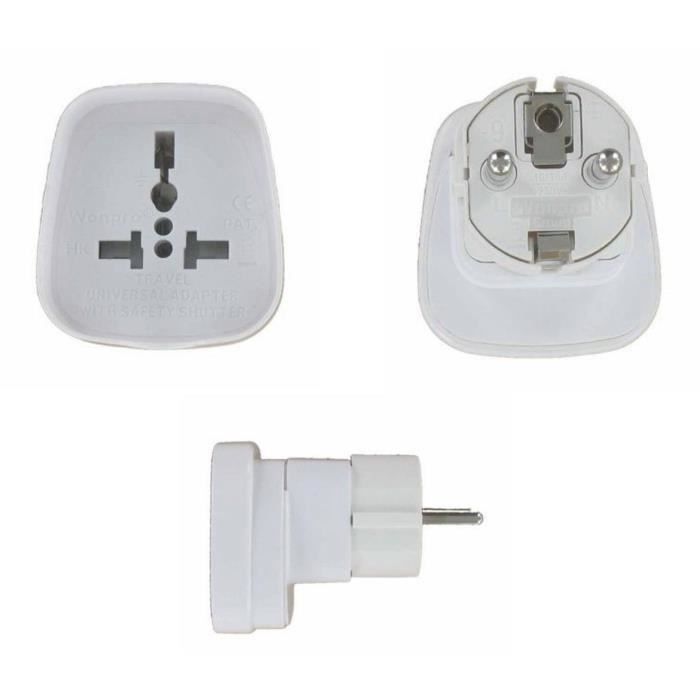 DLH Adaptateur pour prise d'alimentation - BS 1363 (F) pour CEE 7/4 (M) - Blanc