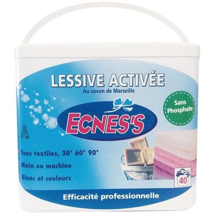 ECNESS Lessive poudre activée - Sans phosphate - 2 kg