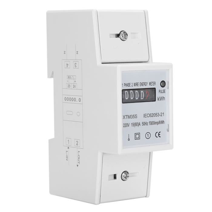Compteur D'Énergie Monophasé DEWIN - 220V 5(80)A - Pour Rail DIN - Affichage LCD