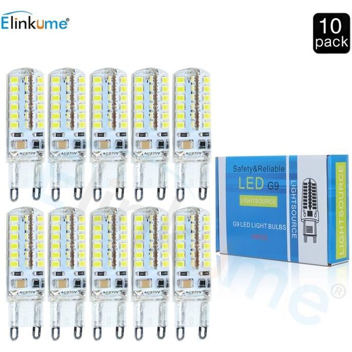 ELINKUME Lot de 10 Ampoules LED G9 4W équivalence 30W Blanc Froid Input AC220V Dimension16 ELINKUME Lot de 10 Ampoules LED G9 4W équivalence 30W Blanc Froid Input AC220V Dimension16