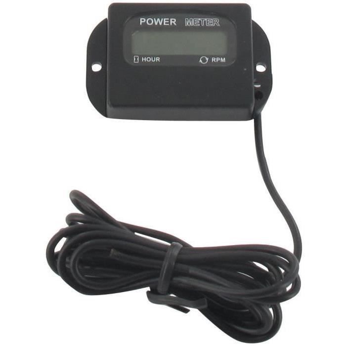 Compteur d’heures (power meter) digital avec fonction compte-tours - Dimensions : L: 54mm - l: 32mm 