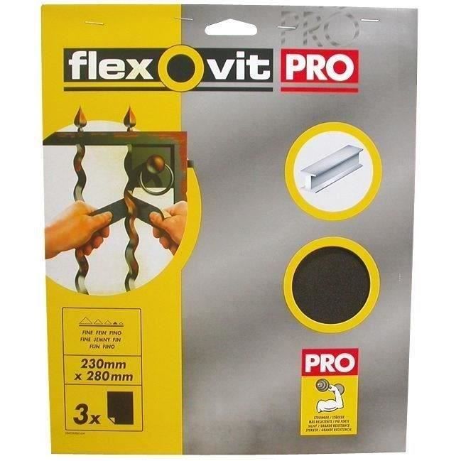FLEXOVIT Lot de 3 Toiles Émeri - Assortiment