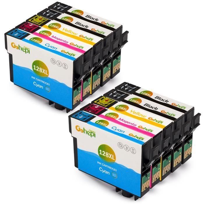 Cartouches d'encre Epson Stylus SX125 Imprimante T1285 - T1281 Noir T1282  Cyan T1283 Magenta T1284 Jaune compatible EPSON 128 XL - Cdiscount  Informatique