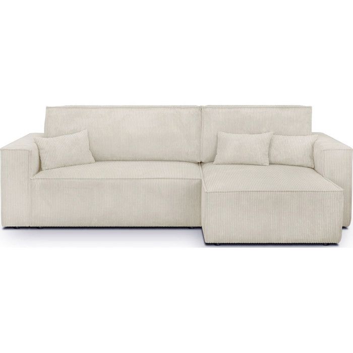 Canapé dangle convertible réversible 4 places avec coffre en velours côtelé beige - Livia