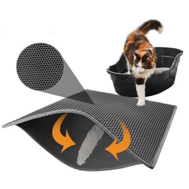Tapis Litière Chat Litière pour Chats EVA Imperméable Pliable Trou en nid d'abeille Non Toxique Durable pour Maison extérieur , 50x4