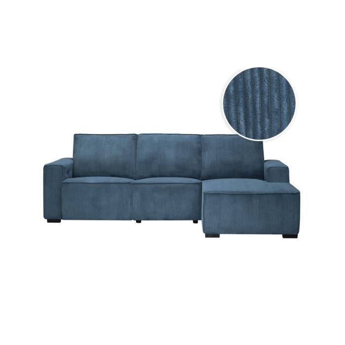 Canapé d'angle Bleu Velours Confort Promotion
