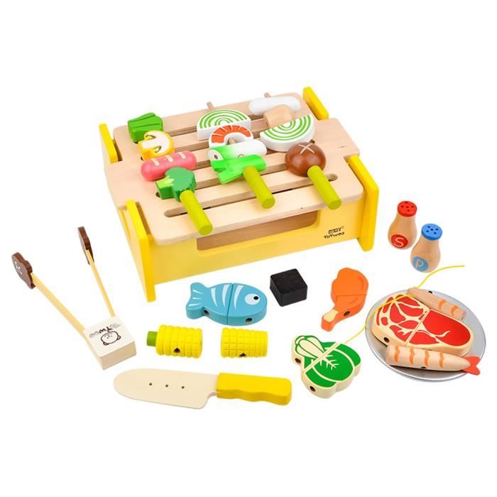 Ensemble Barbecue Bois 18 Pièces – Accessoires Cuisine Enfant – Dès 3 Ans – Jeu De Rôle Extérieur