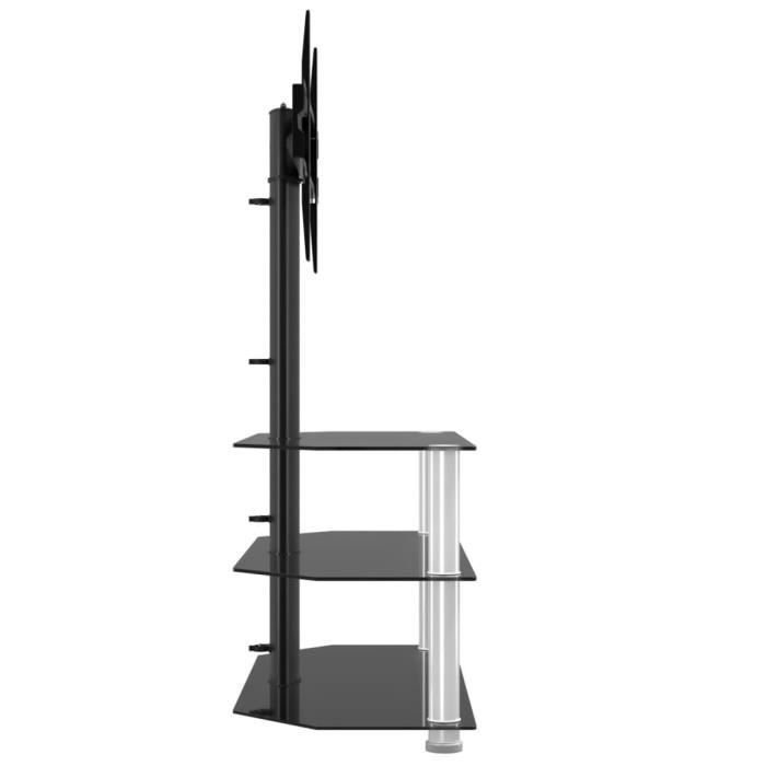 meuble tv d'angle 3 niveaux pour 32-70 pouces noir et argenté qqmora xy5720