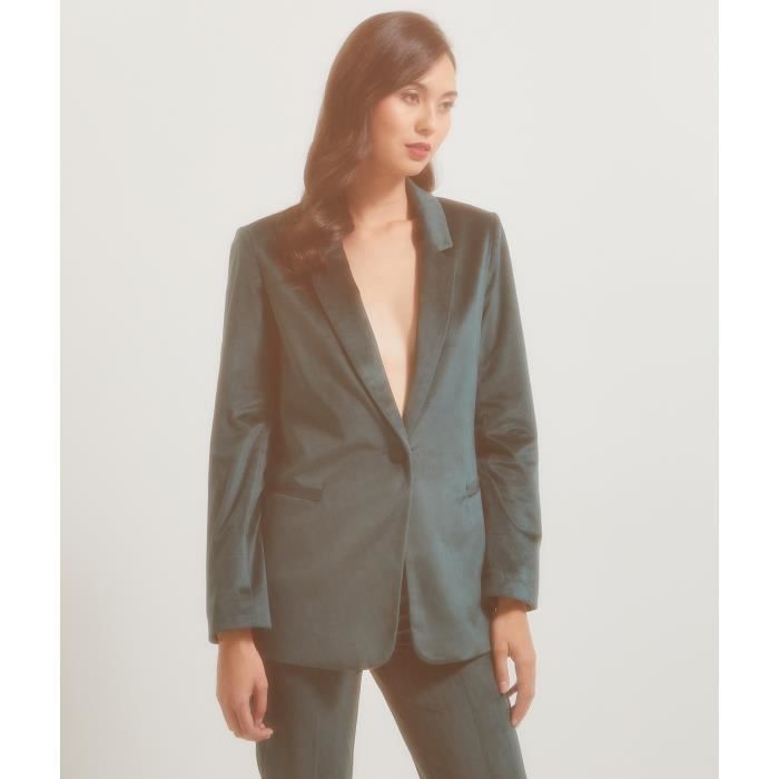 GRAIN DE MALICE Veste cintr e velours femme Green Cdiscount