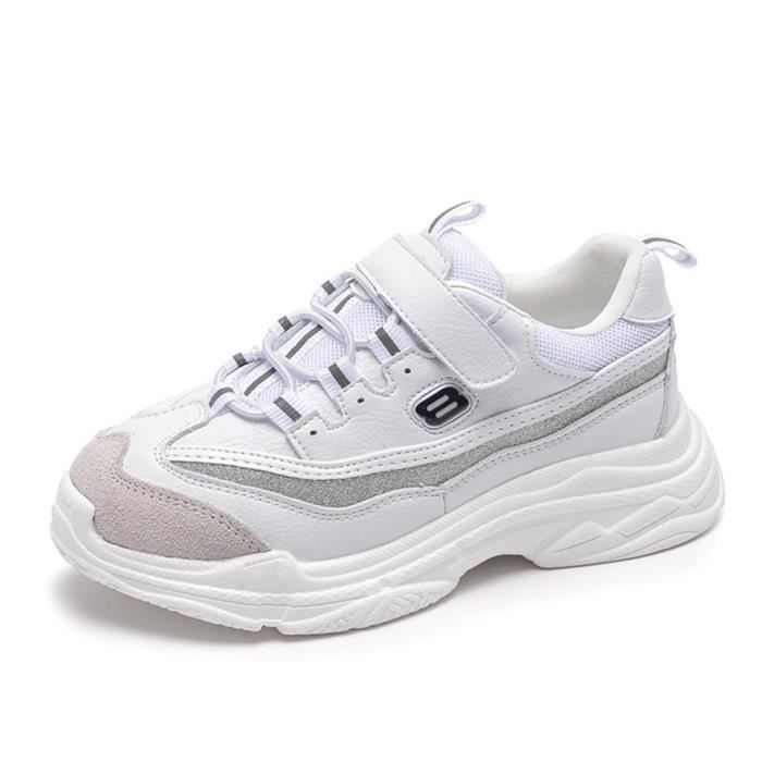 Enfants Courir Baskets Blanches Uniformes De Crochet Et Boucle De Chaussures Uniformes Blanc Achat Vente Basket Cdiscount