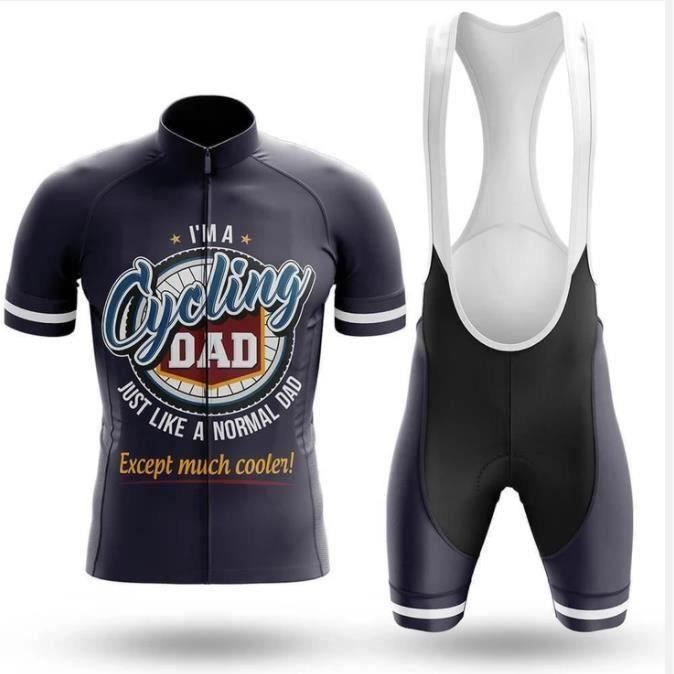 Cycling Dad Cool Maillot de Cyclisme Homme Manches Courte Ete Loisir Cuissard a Cycliste GEL Tenue de VTT Pro Humour Full Set