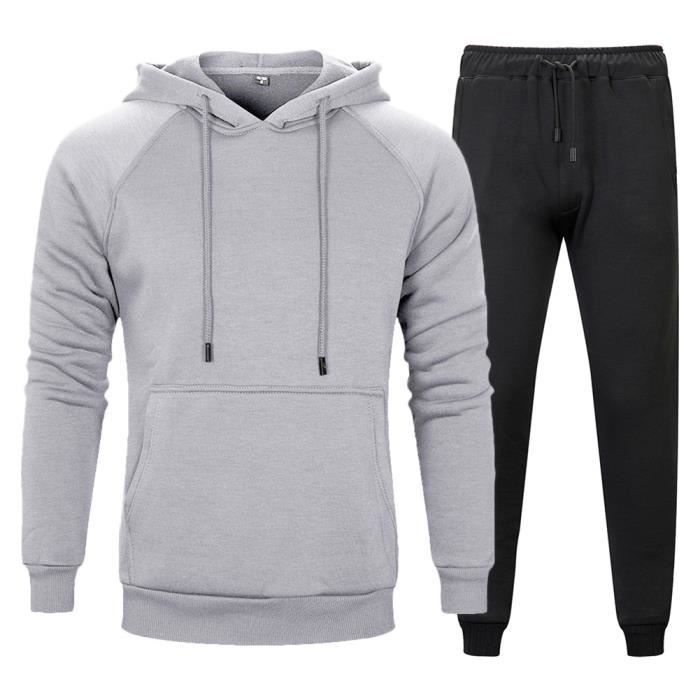 Survetement Complet Homme Ensemble Jogging 2 Pieces Classique Couleur Unie Tenue de Sport Sweat a Capuche Hoodie et Pantalon K K Cdiscount Pret a Porter