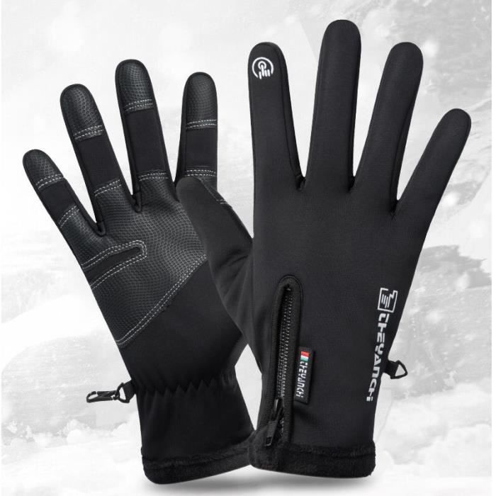 Gants Tactiles Hiver Polaire écran Tactile Sport Extérieur Gants Hiver Tactiles Unisexes - Double Couche Polaire Avec écran Tactile Conducteur Protege Main Velo Froid