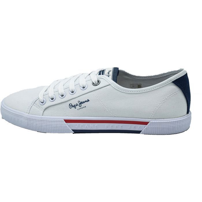 Pepe Jeans Baskets basses - PEPE JEANS - Blanc - Toile - Semelle vulcanisée - Style tennis