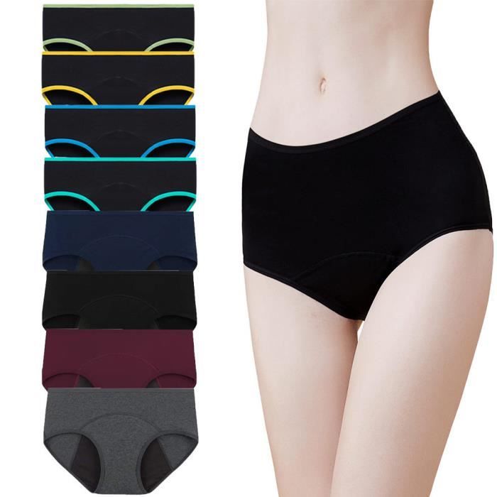 Lot de 8 Culottes Menstruelle Femmes Coton Slip P riodique Sous